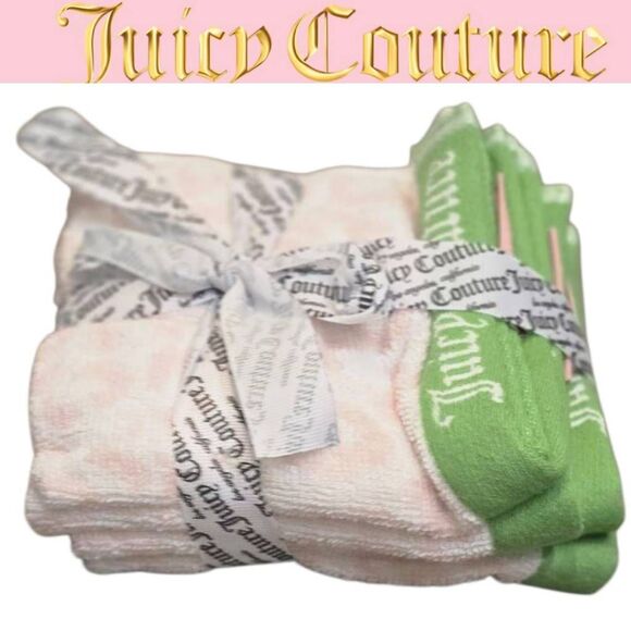 Juicy Couture Home Logo Leopord Print Set of 4 Wash Towels - Picture 1 of 4